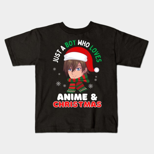 Just a boy who loves anime and Christmas Kids T-Shirt by monicasareen